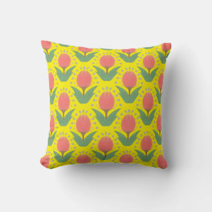 Cheerful Tulips Throw Pillow