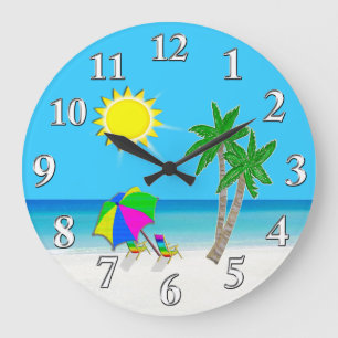 Cheerful Turquoise Wall Clocks Beach Theme