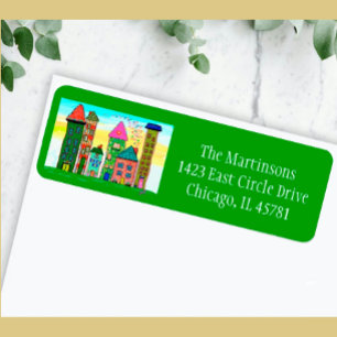 Cheerful Vibrant City Living Return Address Label