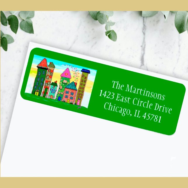 Cheerful Vibrant City Living Return Address Label (Creator Uploaded)