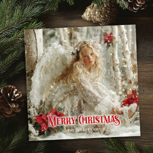 Cheerful vintage angel red and gold holiday cards