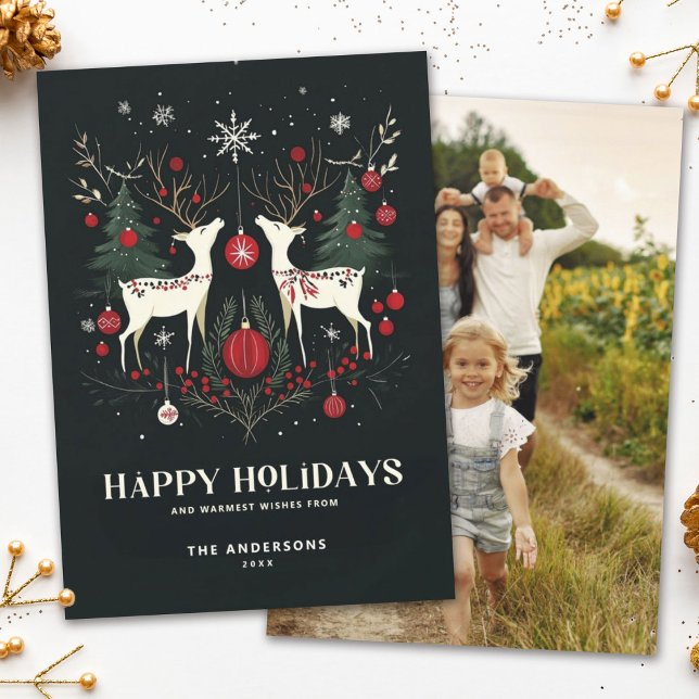 Cheerful Warm Scandinavian Christmas Tree Photo Holiday Card (Creator Uploaded)