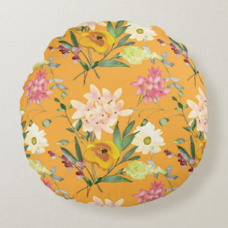 Cheerful Watercolor Floral Throw Pillow