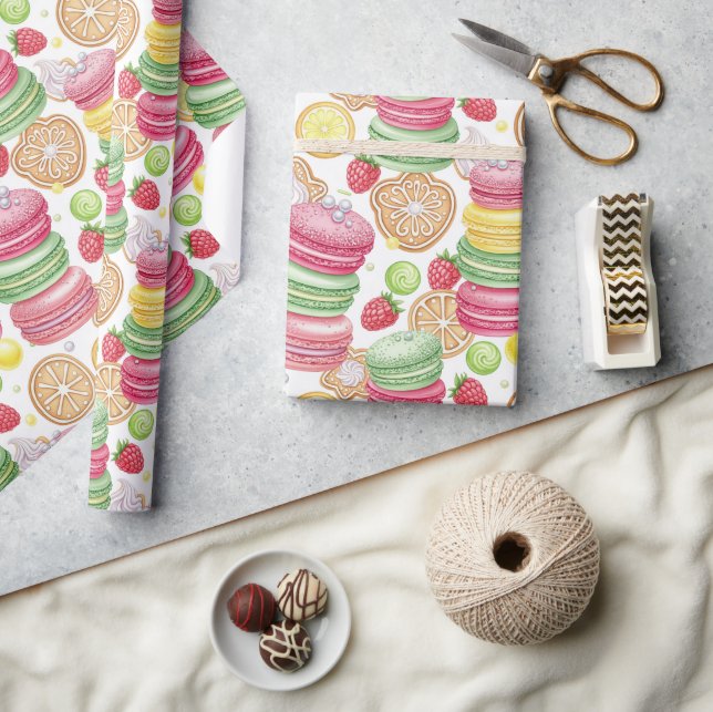 Cheerful Watercolor Macaron Wrapping Paper (Crafts)