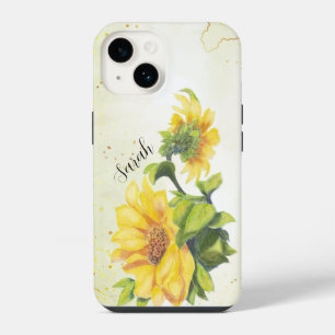 Cheerful Watercolor Sunflower Flowers art Custom  iPhone 14 Case