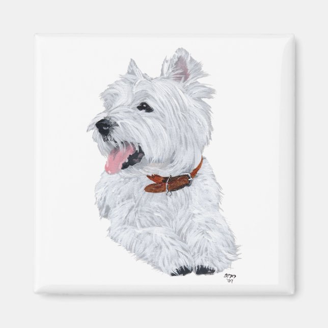 Cheerful West Highland White Terrier Magnet (Front)