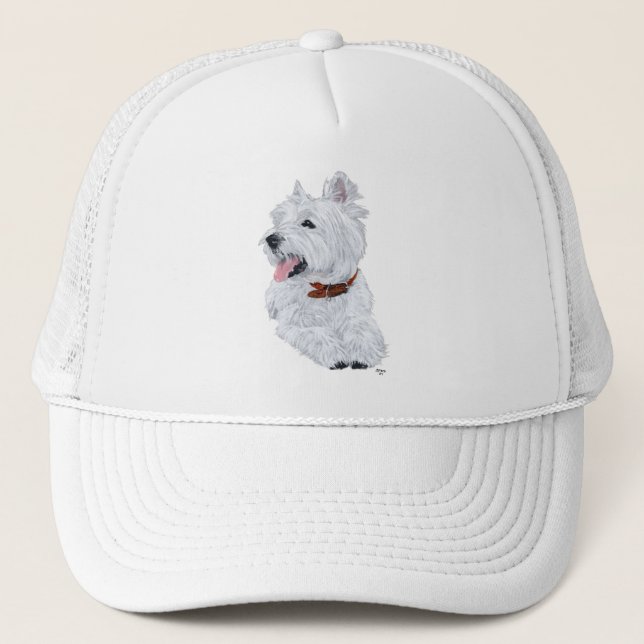 Cheerful West Highland White Terrier Trucker Hat (Front)