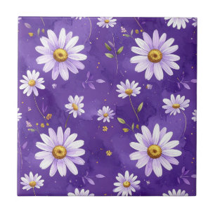 Cheerful White Daisies with Golden Yellow Centres Ceramic Tile