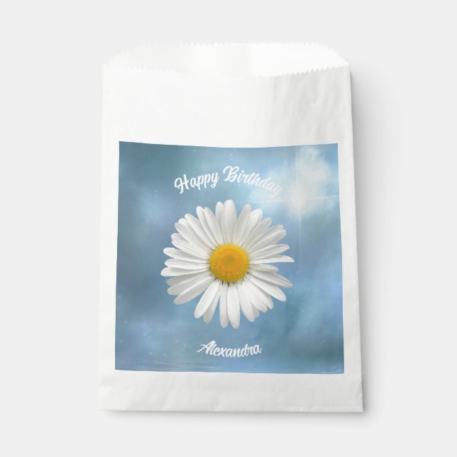 Cheerful White Daisy Favour Bag (Front)