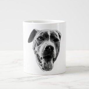 Cheerful Wink Pitbull Mix—Close Face Large Coffee Mug
