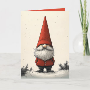Cheerful Winter Gnome in Red Hat Invitation