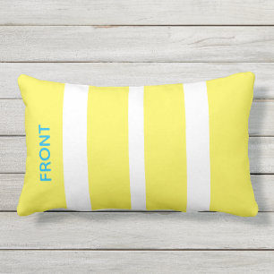 Cheerful Yellow and White Stripe Outdoor Lumbar Cushion