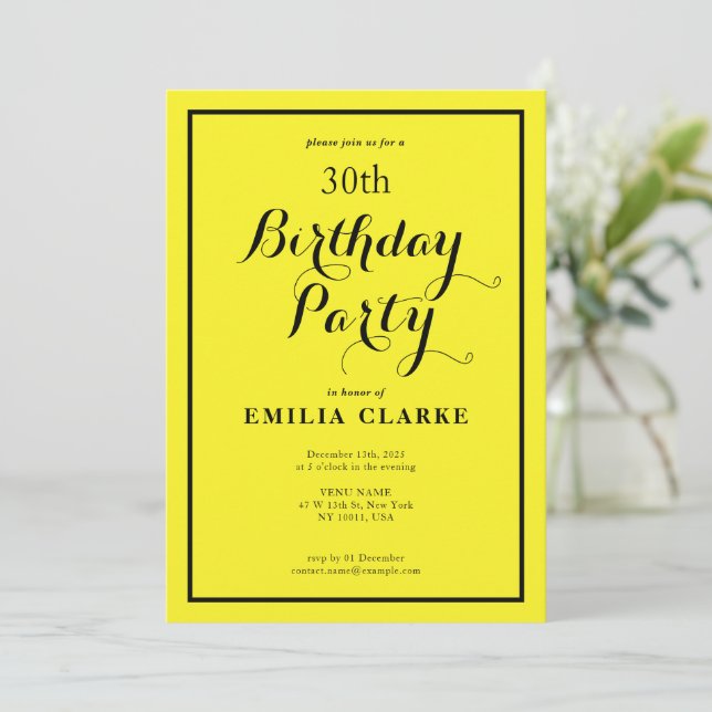 Cheerful Yellow Birthday Celebration Invite (Standing Front)
