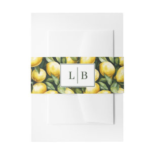 Cheerful Yellow Botanical Lemon Illustration Invitation Belly Band
