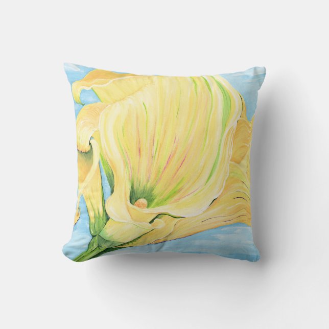 Cheerful Yellow Calla Lily Throw Pillow (Front)