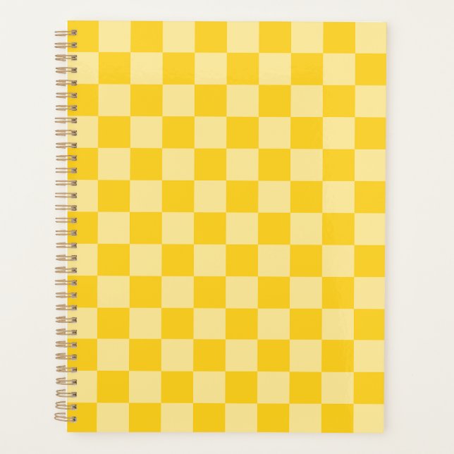 Cheerful Yellow Checkered Pattern Planner (Front)