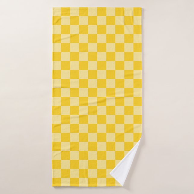 Cheerful Yellow Chequered Pattern Bath Towel Set (Bath Towel)