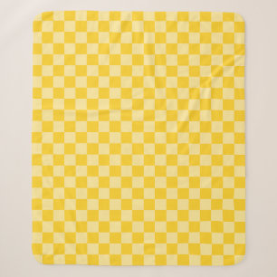Cheerful Yellow Chequered Pattern Sherpa Blanket