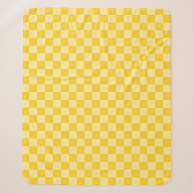 Cheerful Yellow Chequered Pattern Sherpa Blanket (Front)