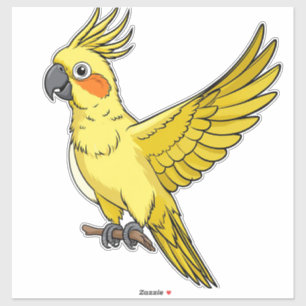 Cheerful Yellow Cockatoo Cartoon