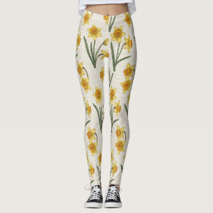 Cheerful Yellow Daffodil Spring Flower Leggings
