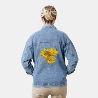 Cheerful Yellow Daisy Floral Denim Jacket