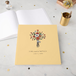 Cheerful Yellow Floral Bouquet Illustration Guest Book