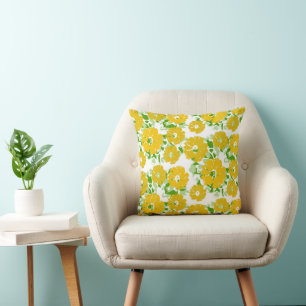 Cheerful Yellow Floral Cushion