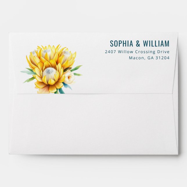 Cheerful Yellow Floral Illustration Envelope (Back (Top Flap))