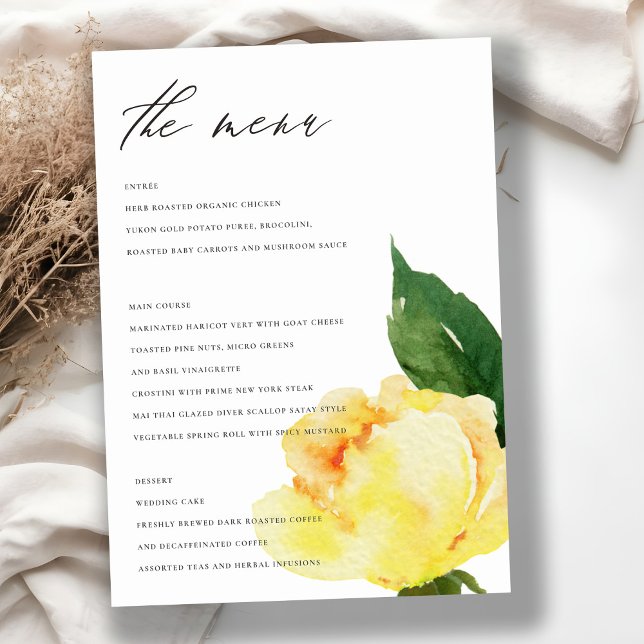 CHEERFUL YELLOW ORANGE WATERCOLOR FLORAL MENU (Creator Uploaded)