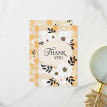 Cheerful Yellow Plaid & Little Flowers Thank You