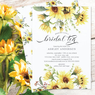 Cheerful Yellow Sunflower Bridal Tea Invitation