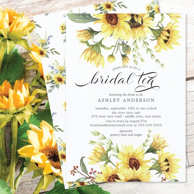 Cheerful Yellow Sunflower Bridal Tea Invitation (Creator Uploaded)