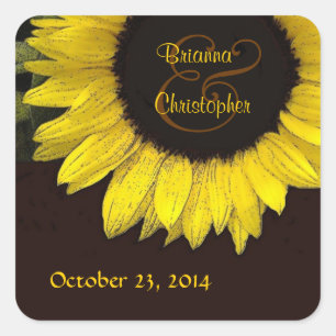 Cheerful Yellow Sunflower Wedding Sticker
