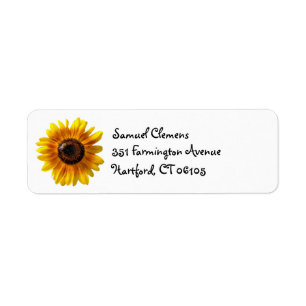 Cheerful Yellow Sunflower with Bee Address Label Return Address Label
