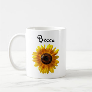 Cheerful Yellow Sunflower with Bee Personalised Coffee Mug