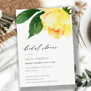 CHEERFUL YELLOW WATERCOLOUR FLORAL BRIDAL SHOWER INVITATION