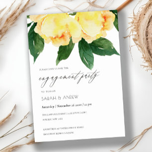 CHEERFUL YELLOW WATERCOLOUR FLORAL ENGAGEMENT INVITATION