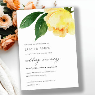 CHEERFUL YELLOW WATERCOLOUR FLORAL WEDDING INVITATION