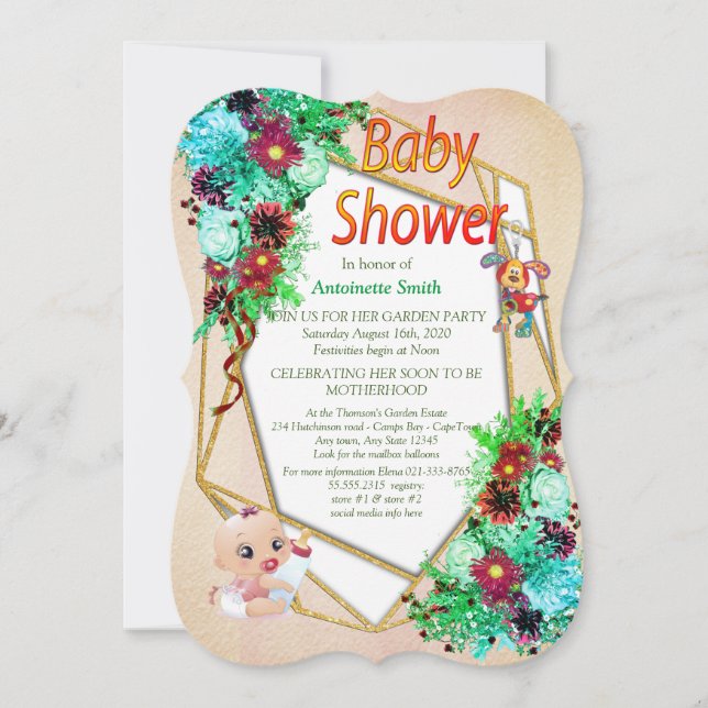 Cheerfull Baby Boy Shower Invitation (Front)