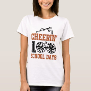 Cheerin' On 100 Days Of School Footll Kids Teacher T-Shirt