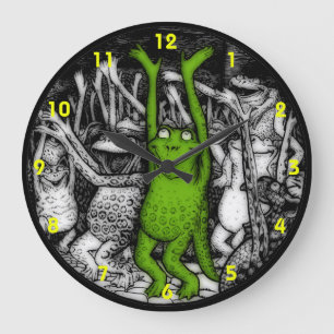 Cheering Frogs Large Clock