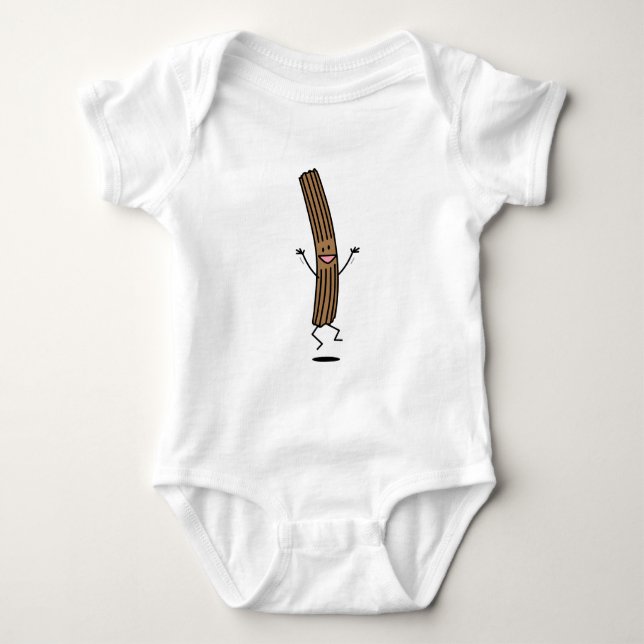 Cheering Jumping Churro Baby Bodysuit (Front)