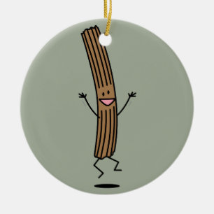 Cheering Jumping Churro Ceramic Ornament