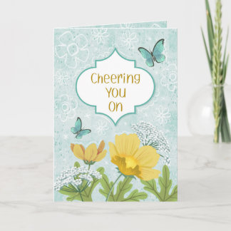 Cheering You On Blue Floral Garden Encouragement Card