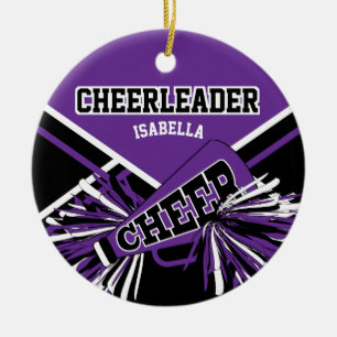 Cheerleader 2 📣💖 - Purple, Black and White Ceramic Ornament
