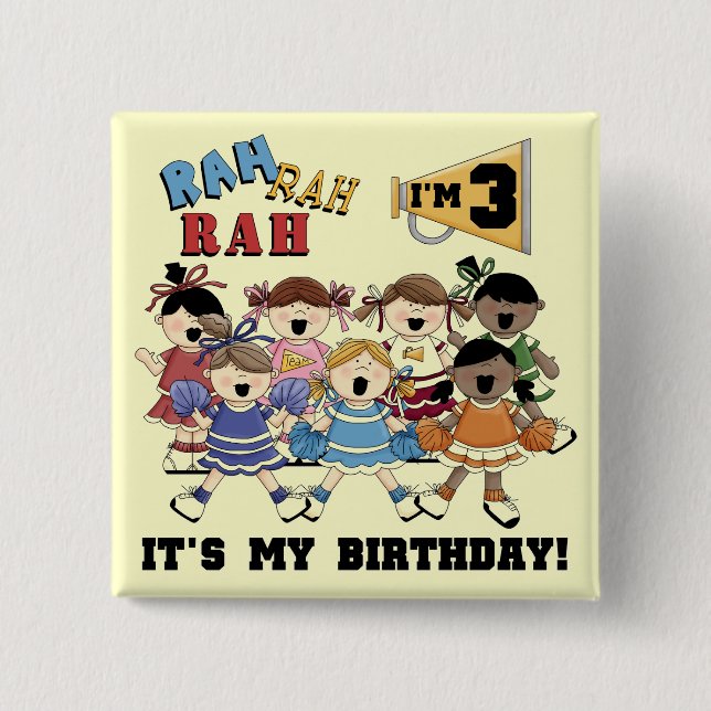 Cheerleader 3rd Birthday T-shirts and Gifts 15 Cm Square Badge (Front)