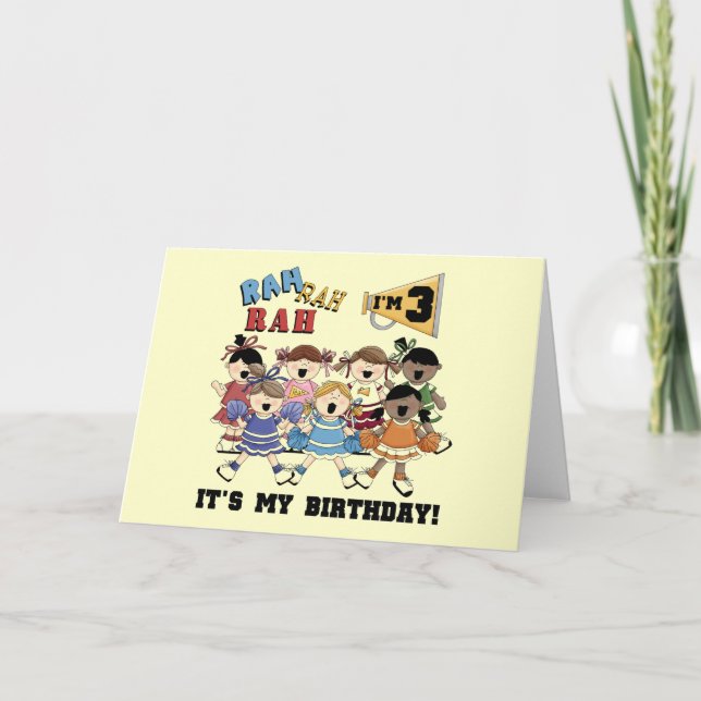Cheerleader 3rd Birthday T-shirts and Gifts Card (Front)