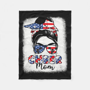 Cheerleader 4th July Cheer Mum American Flag Patri Fleece Blanket