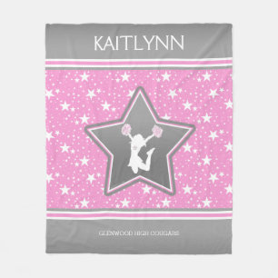 Cheerleader Among the Stars in Pink with YOUR NAME Fleece Blanket